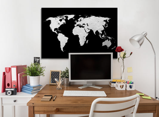 Blattsilber Bild - World Map 60x40cm Wohnbeispiel
