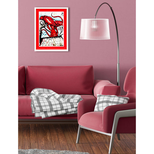 Rahmenbild mit Acrylpassepartout - Lobster Art Einrichtungsbeispiel