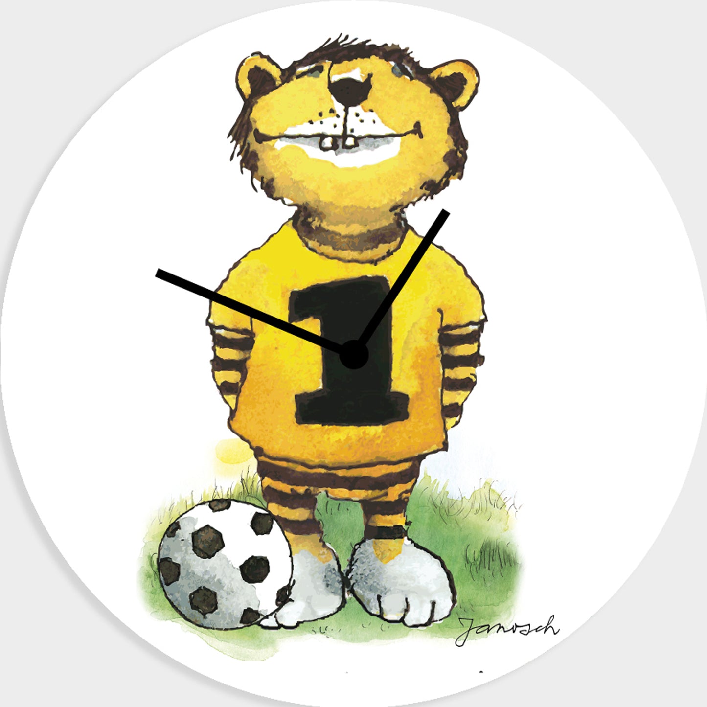 Janosch Acrylglas-Uhr - Fußball-Tiger