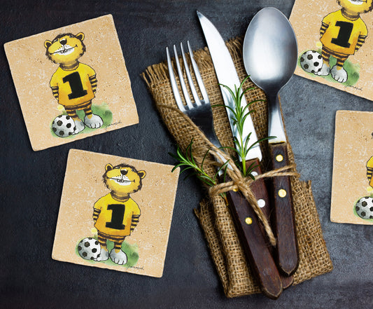 Janosch Steinuntersetzer-Set - Fussball Janosch