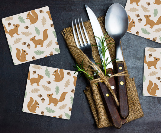 Steinuntersetzer-Set - Süße Eichhörnchen