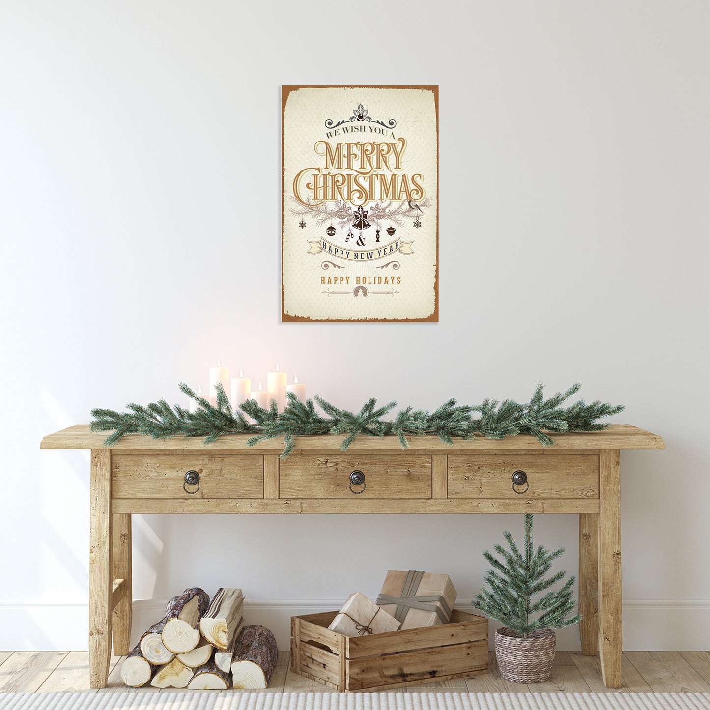 Blechschild - Happy Holidays Wohnbeispiel