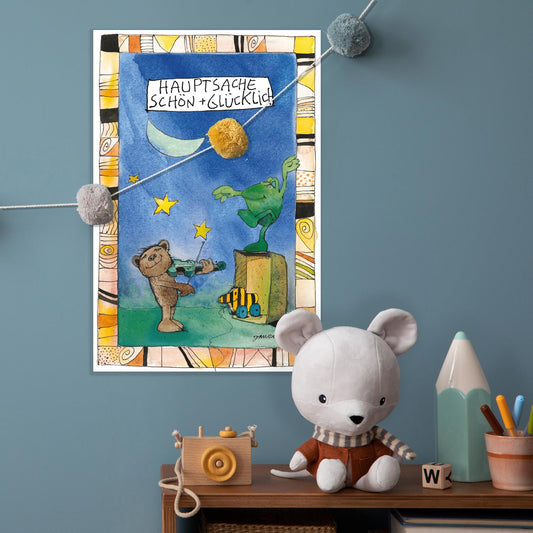 Janosch metal sign - The main thing is beautiful and happy