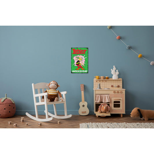 Blechschild - Asterix unbesiegbar Grün