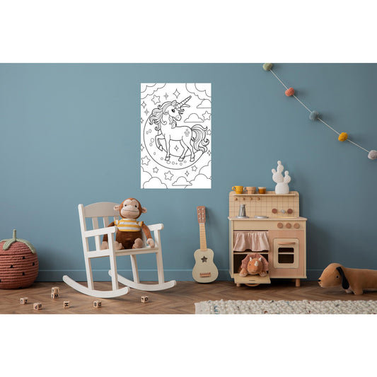 Bemalbares selbstklebendes Poster - Einhorn und Sterne