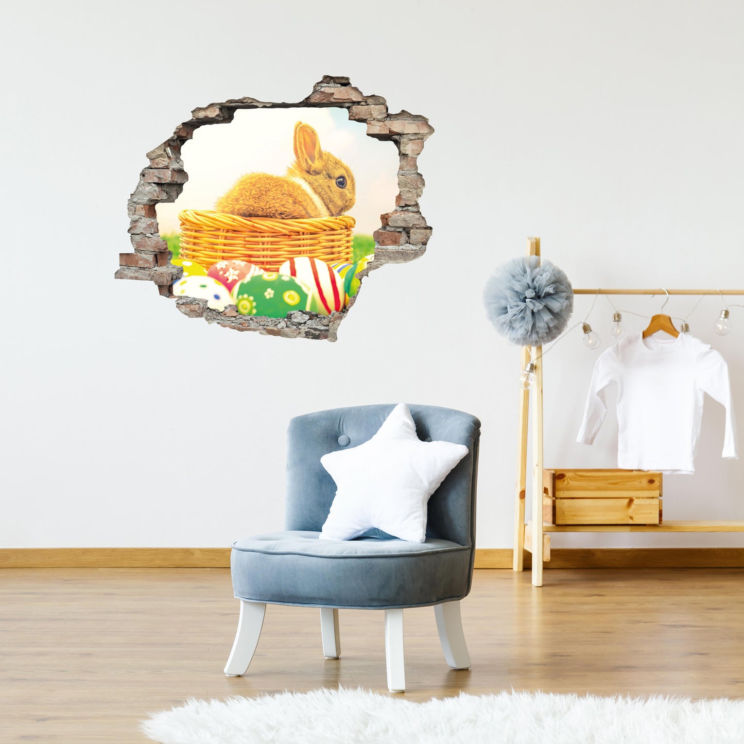 3D Wandtattoo - Hase im Korb