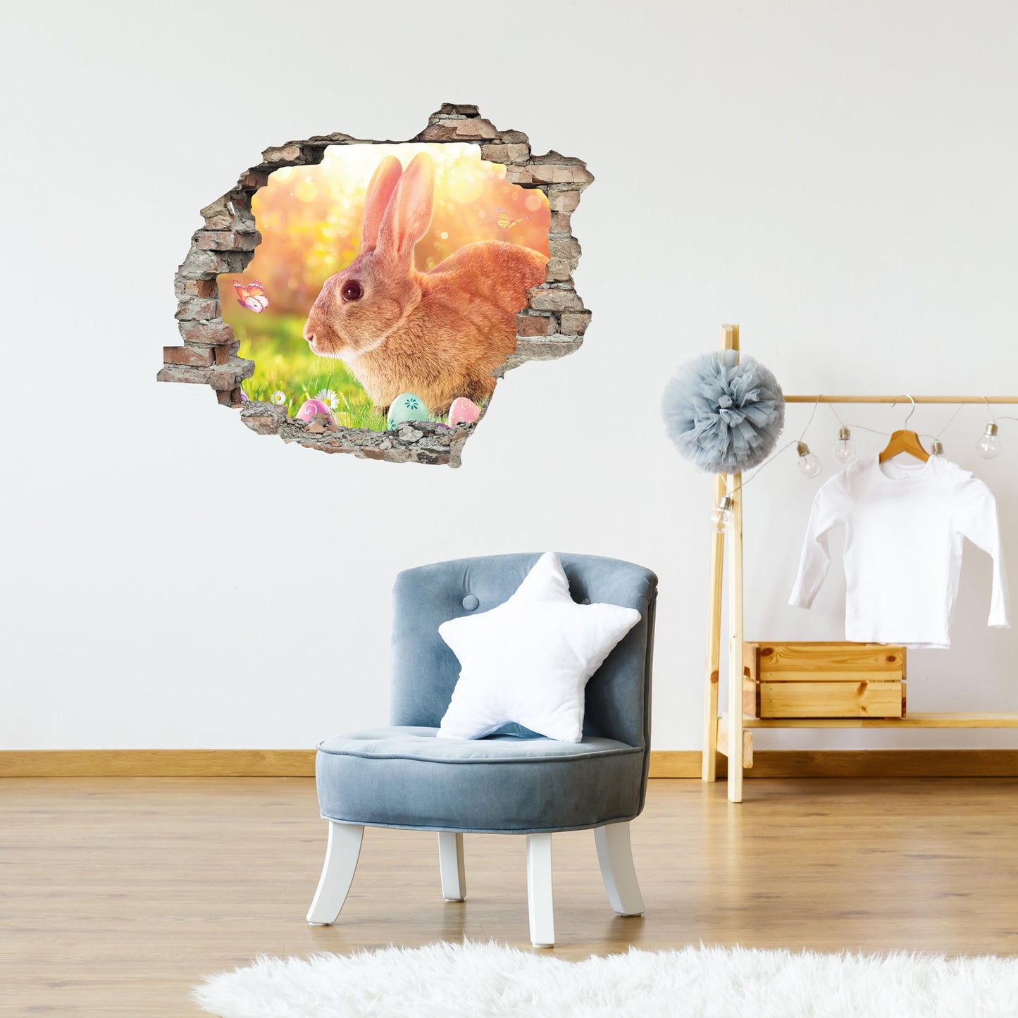 3D Wandtattoo - Butterflies and Bunny