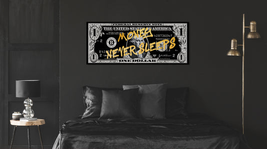 Blattgold Bild - Money Never Sleeps Wohnbeispiel