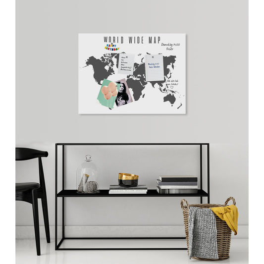 Magnetisches Markerboard - World Wide Map Black Wohnbeispiel