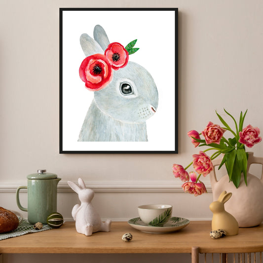 Rahmenbild - Hase mit Ohrenschmuck - Einrichtungsbeispiel Foto