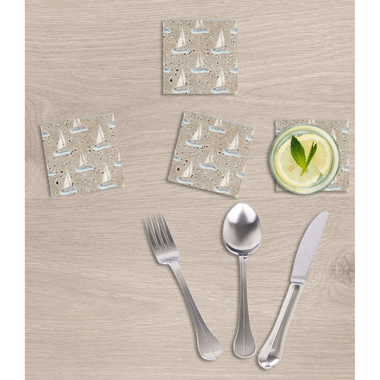 Steinuntersetzer-Set - Sailboats Wohnbeispiel