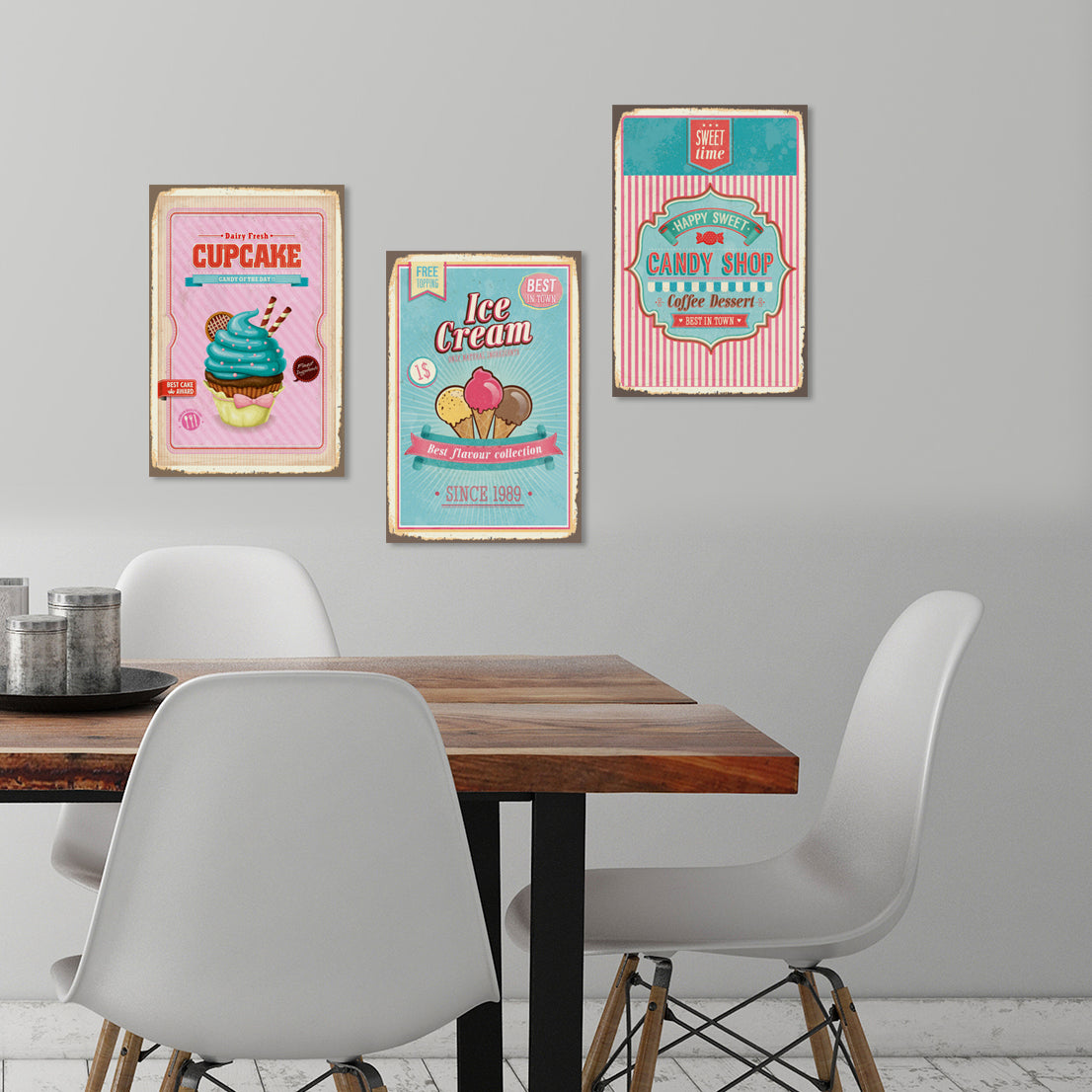 Blechschild Dairy Fresh - Cupcake Wohnbeispiel