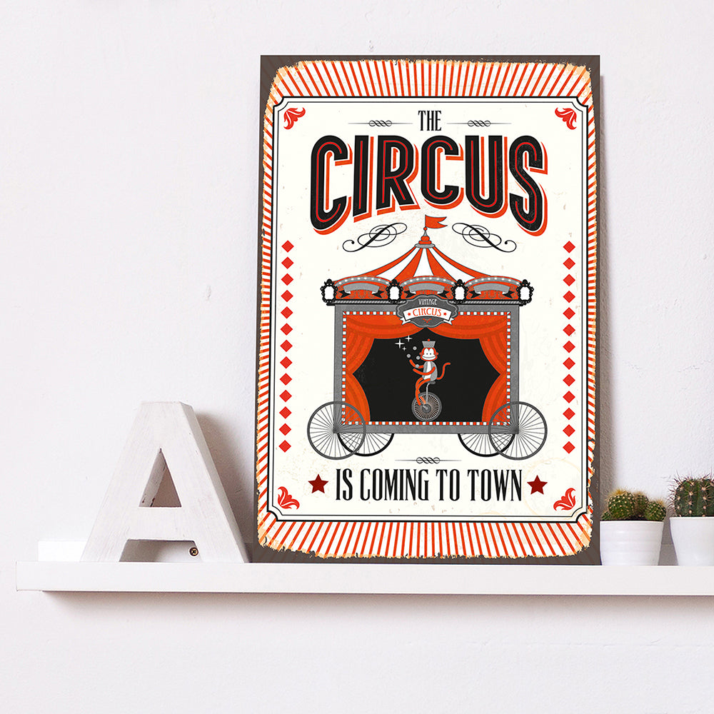 Blechschild - The Circus Is Coming Wohnbeispiel