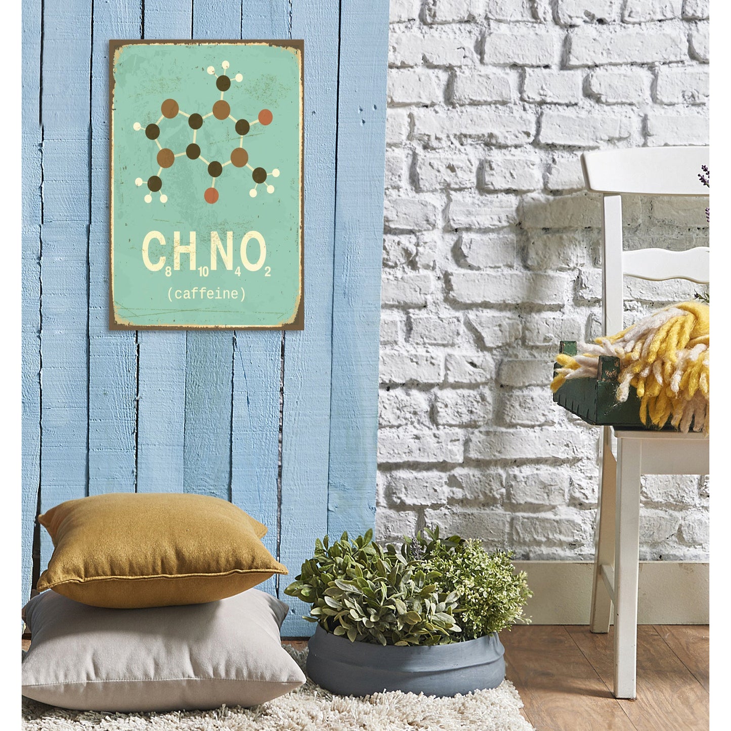 Blechschild Caffeine - CHNO Wohnbeispiel