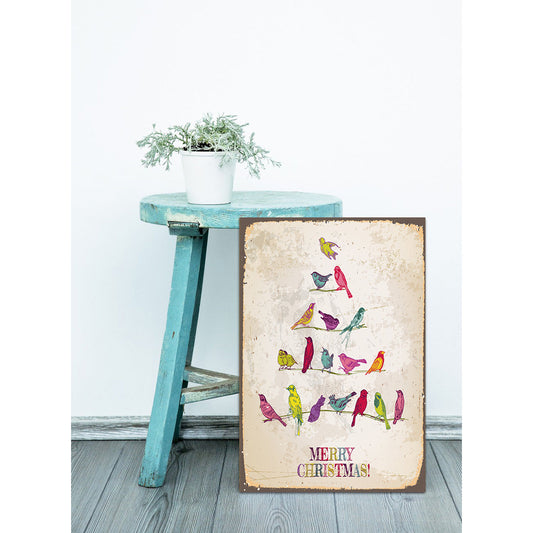 Blechschild - Christmas Birds Wohnbeispiel