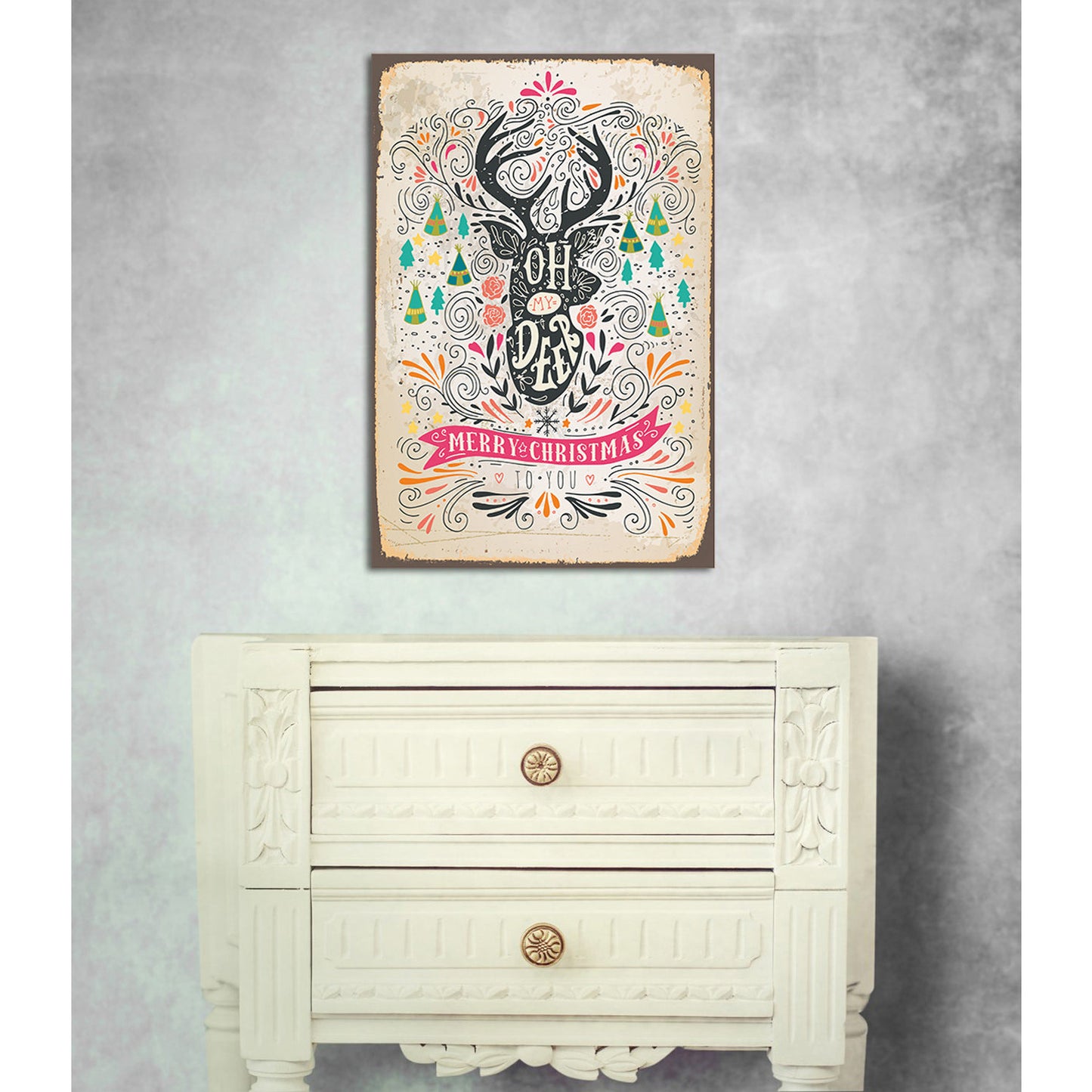 Blechschild - Oh My Deer Wohnbeispiel