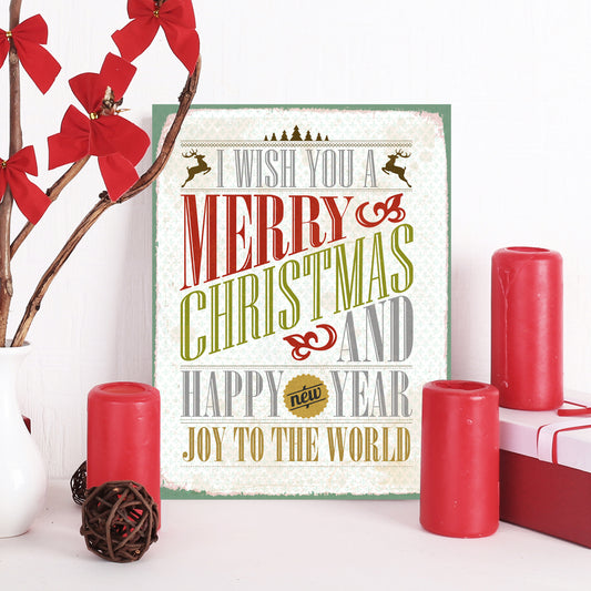 Blechschild - I Wish You A Merry Christmas Wohnbeispiel