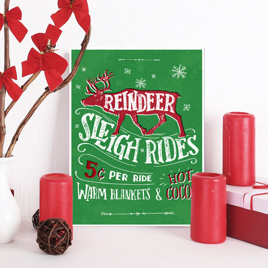Blechschild - Reindeer Sleigh Rides Wohnbeispiel