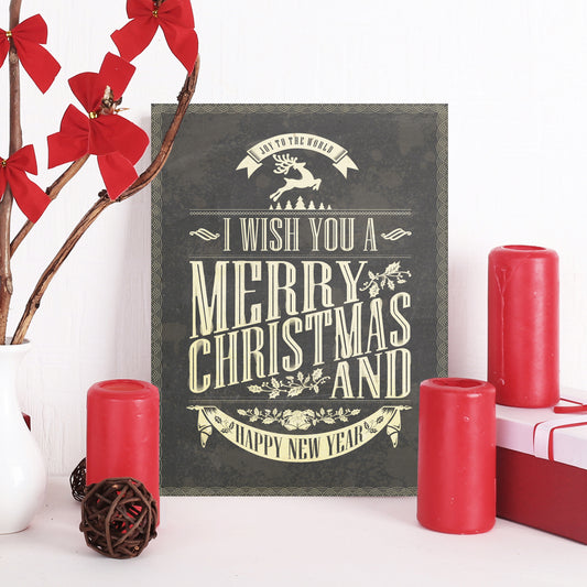 Blechschild - I Wish You A Merry Christmas Wohnbeispiel