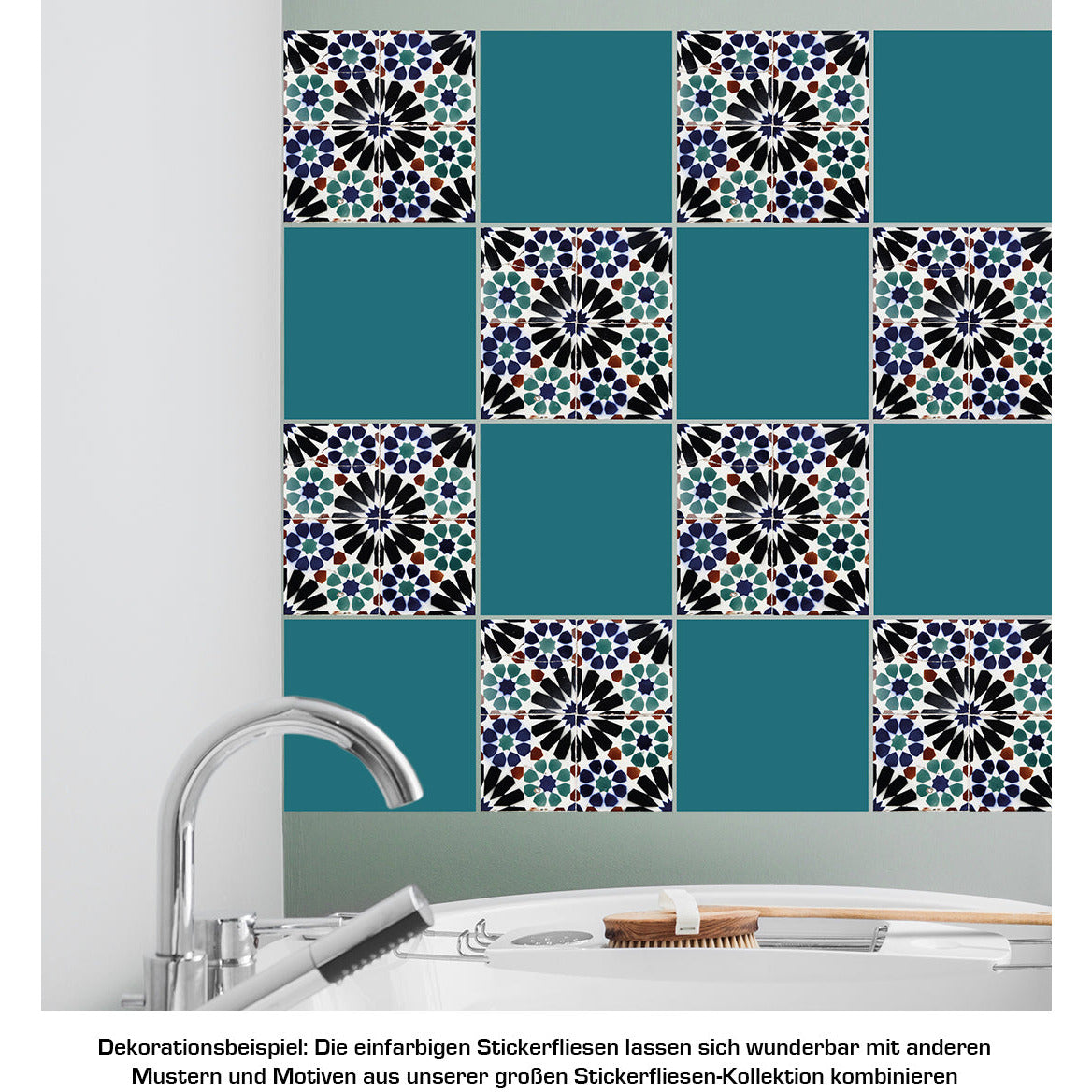 Stickerfliesen - Color Turquoise 12er-Set Wohnbeispiel