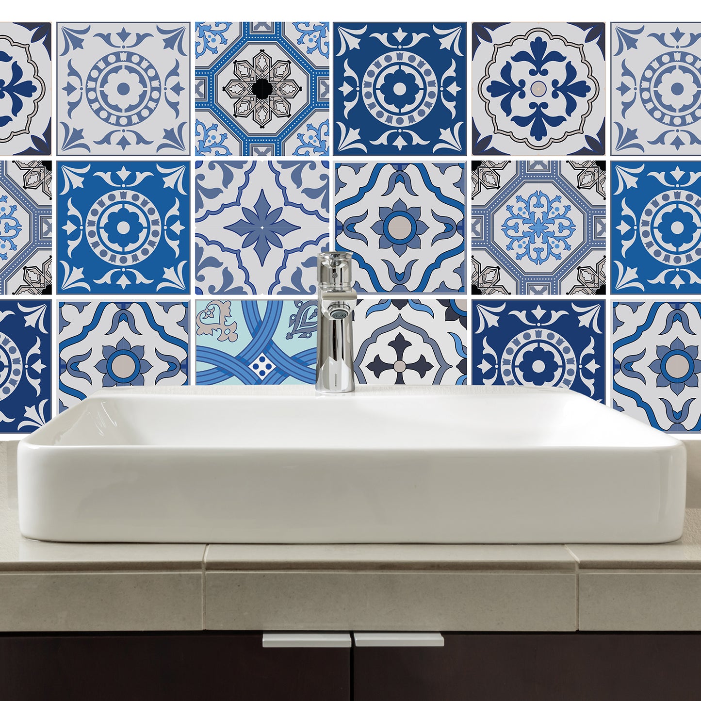 Stickerfliesen - Strus 12er-Set Wohnbeispiel