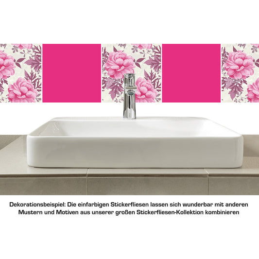 Stickerfliesen - Color Pink 12er-Set Wohnbeispiel