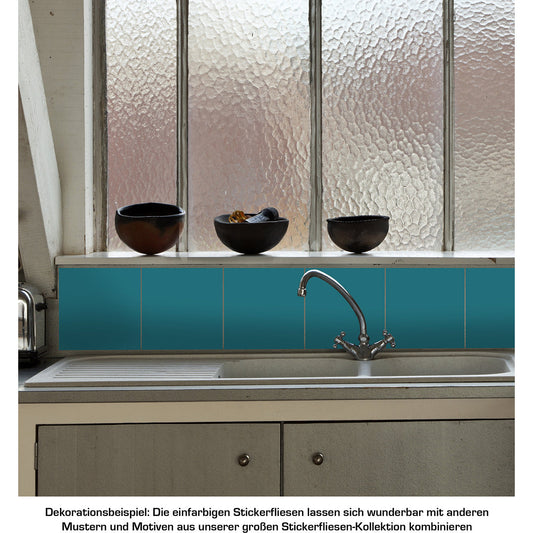 Stickerfliesen - Color Turquoise 12er-Set Wohnbeispiel