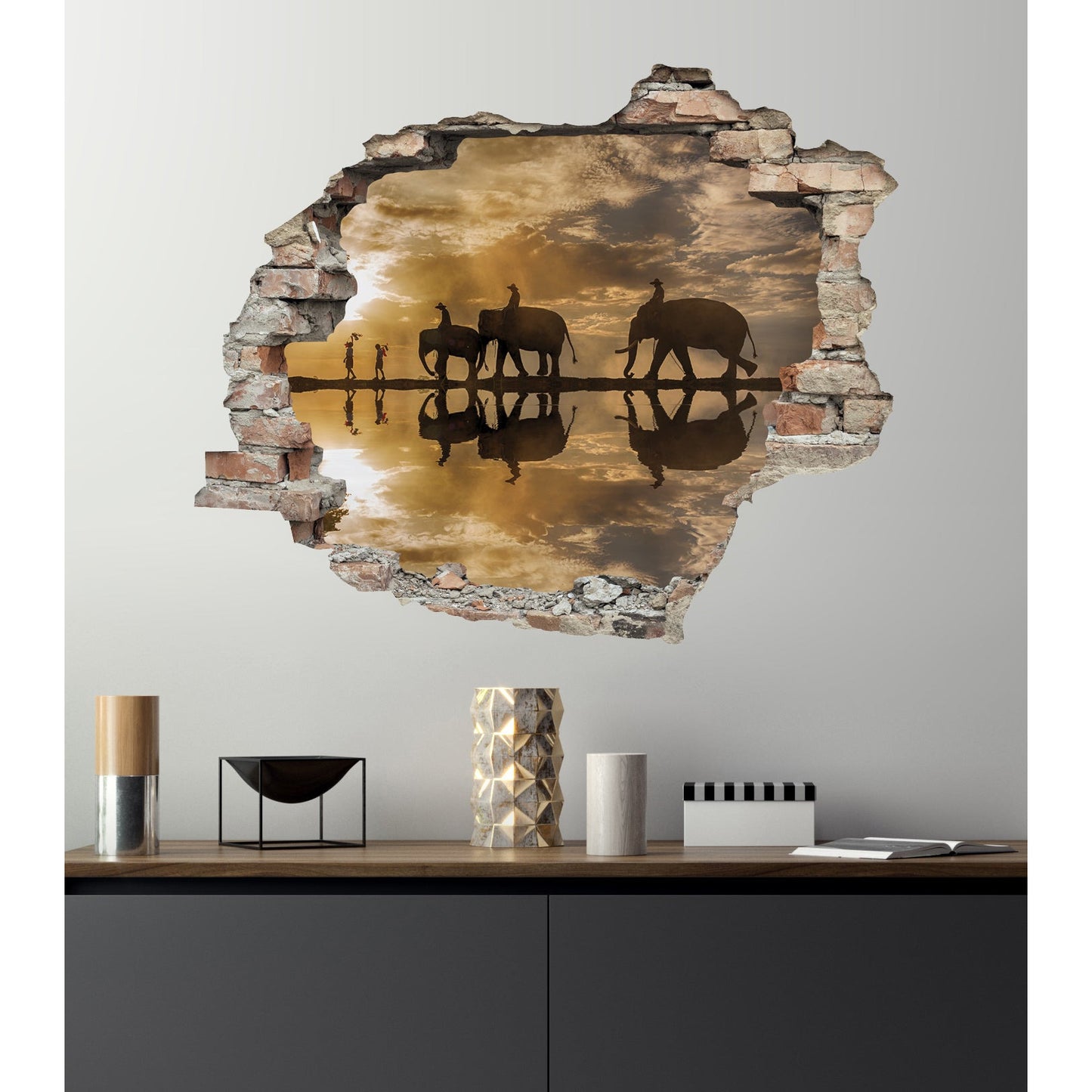 3D-Effekt - Elefantenreiter Wohnbeispiel