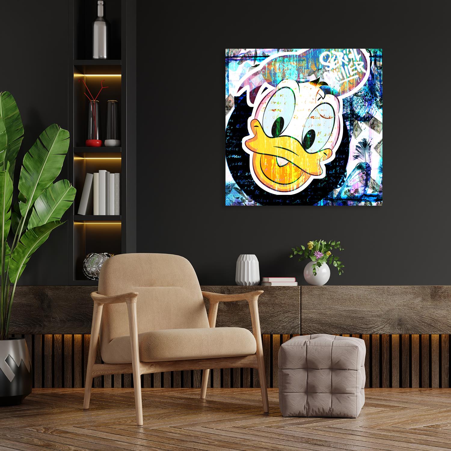 Acrylglasbild - Grafitti Donald Wohnbeispiel