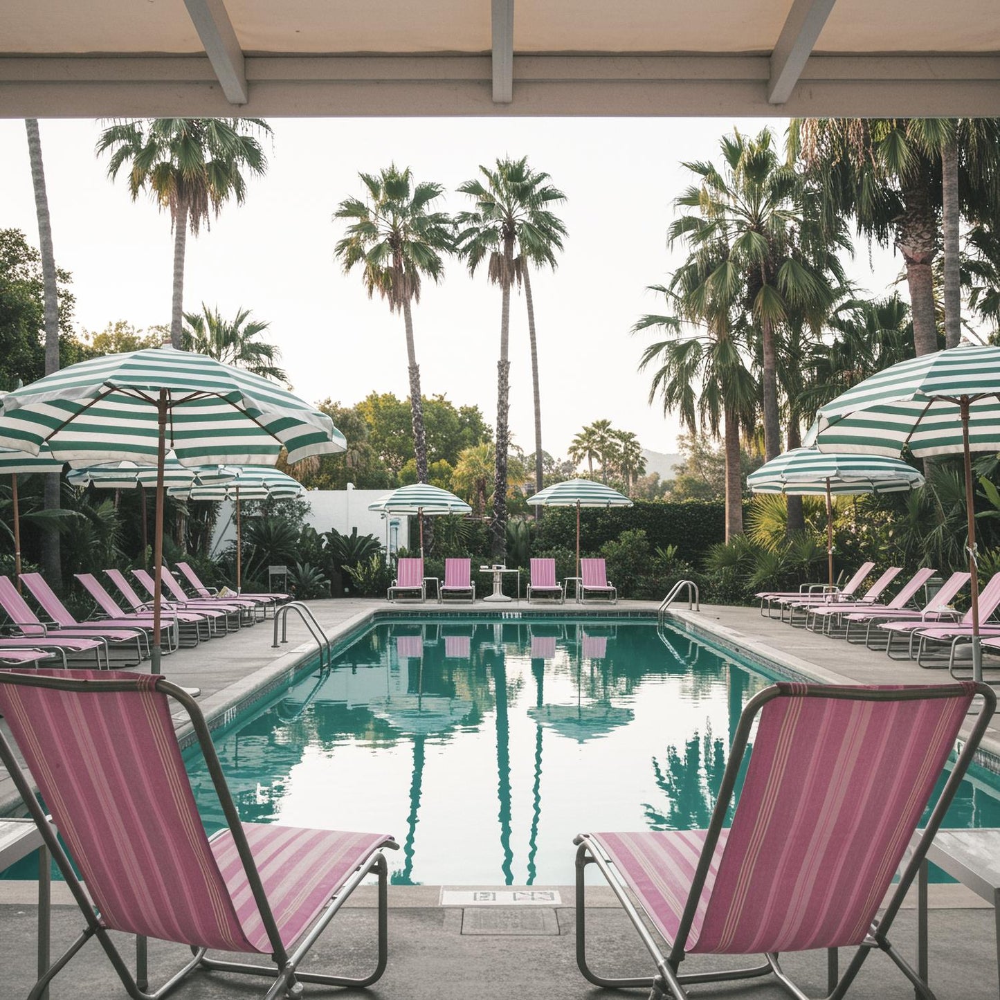 Acrylglasbild - Pool and Palms Retro Artikelbild