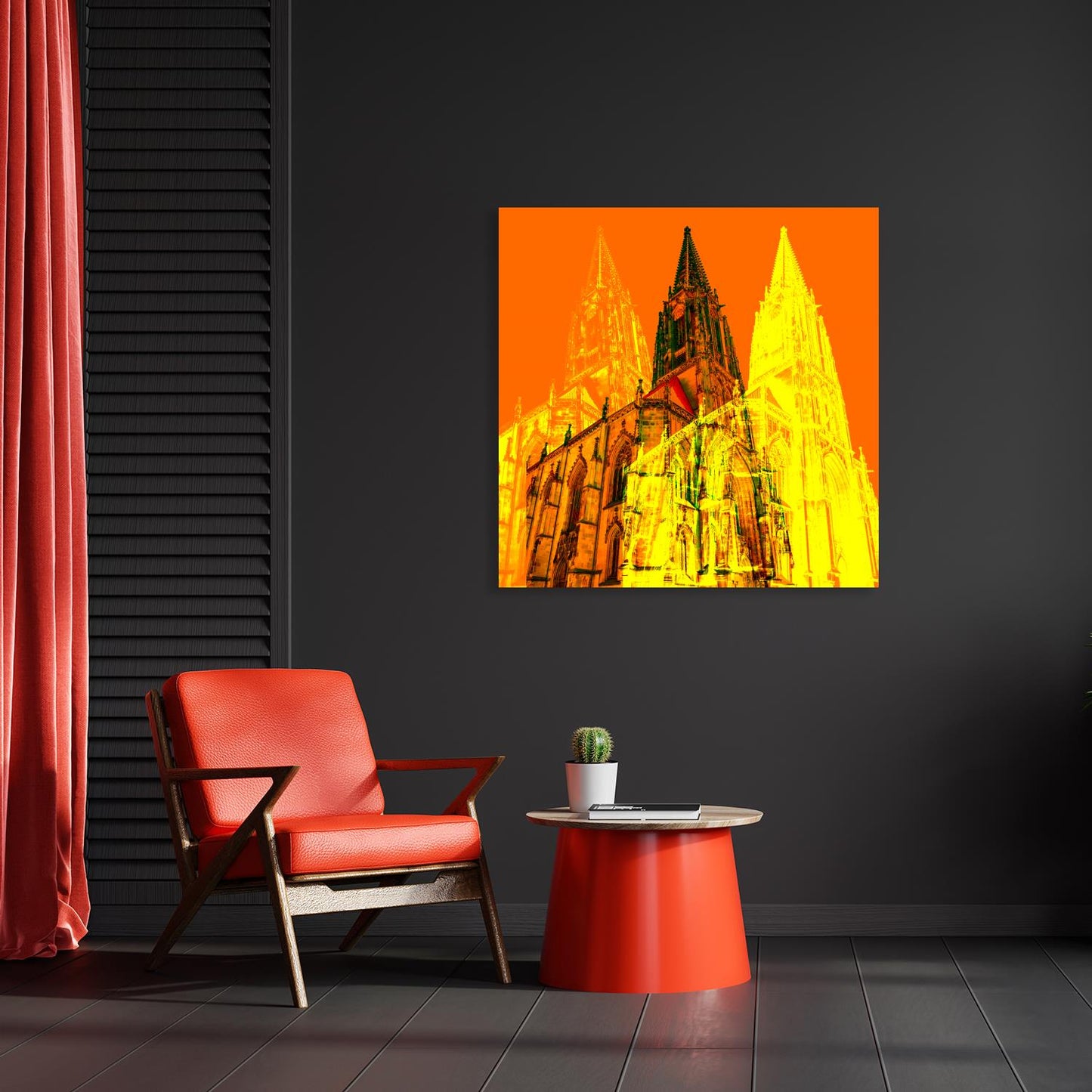 Acrylglasbild - Münster Lamberti Kirche Orange