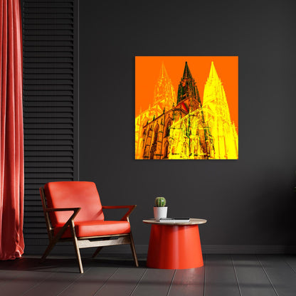 Acrylglasbild - Münster Lamberti Kirche Orange
