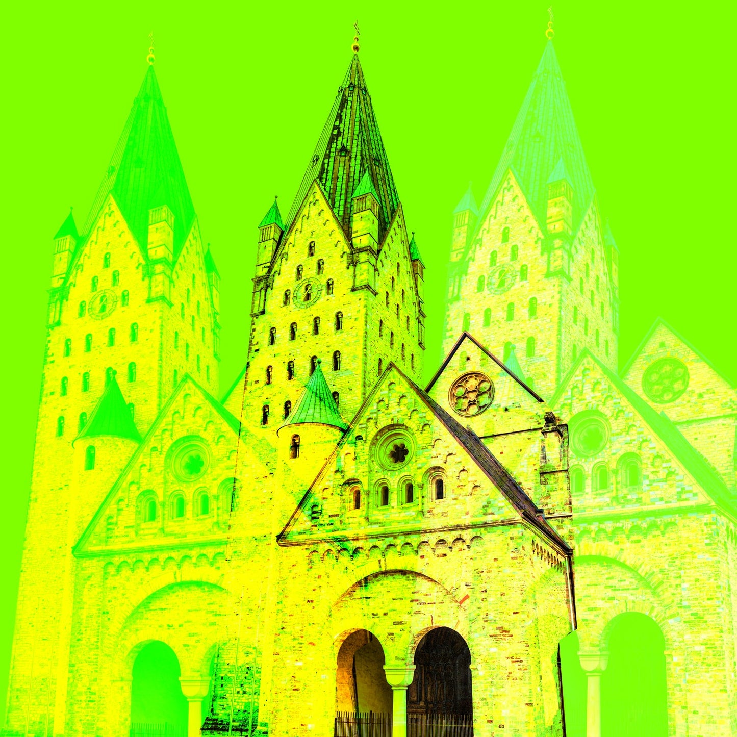 Acrylglasbild - Paderborn Dom Grün