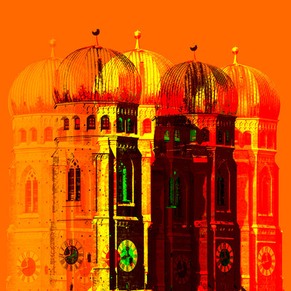Acrylglasbild - München Frauenkirche Orange