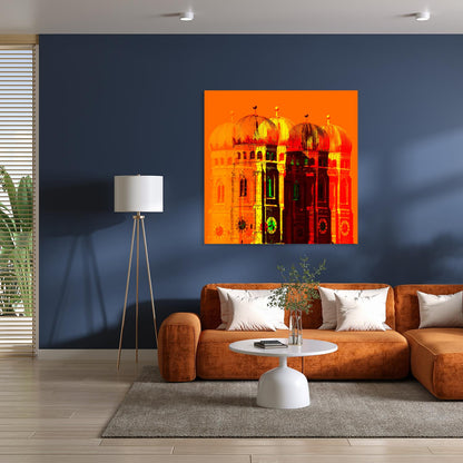 Acrylglasbild - München Frauenkirche Orange