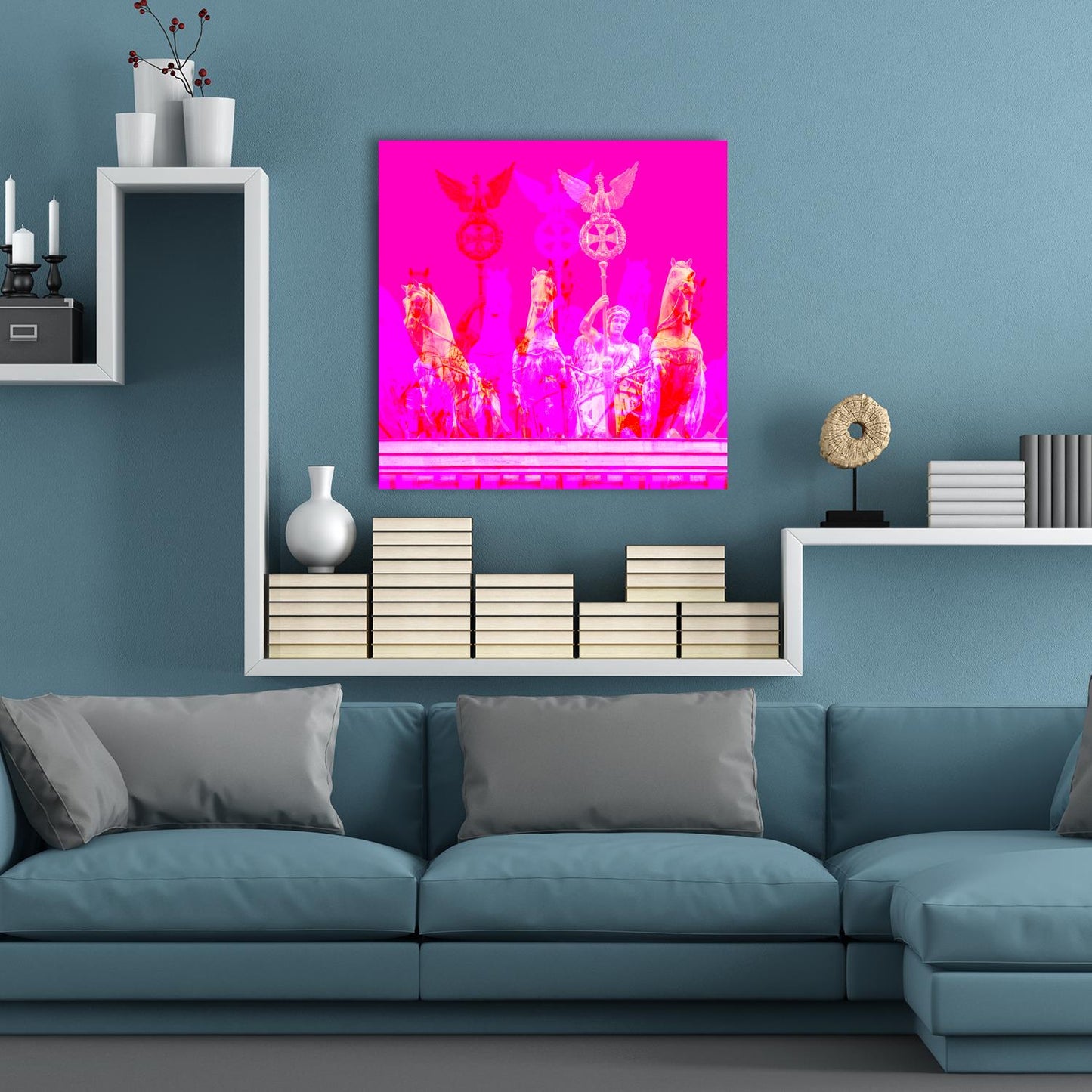 Acrylglasbild - Berlin Brandenburger Tor Siegesgöttin Pink