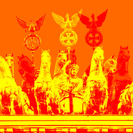 Acrylglasbild - Berlin Brandenburger Tor Siegesgöttin Orange