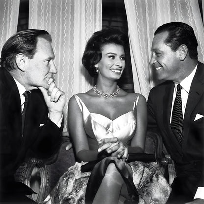Acrylglasbild - Sophia Loren, Trevor Howard und William Holden