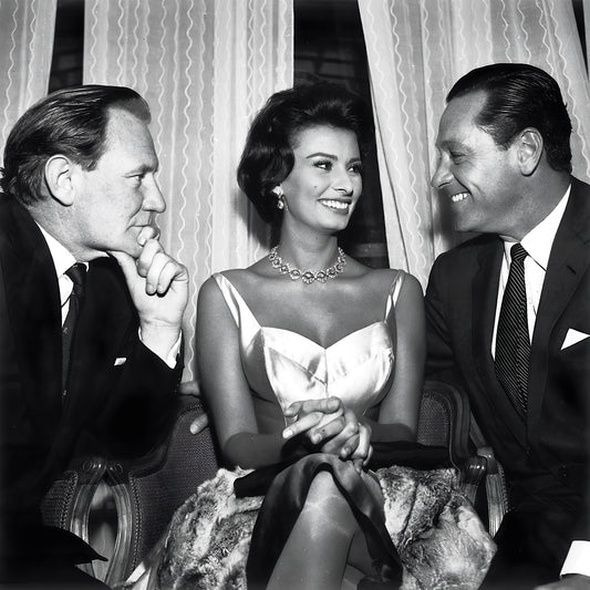 Acrylglasbild - Sophia Loren, Trevor Howard und William Holden