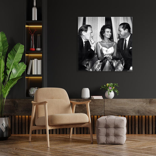 Acrylglasbild - Sophia Loren, Trevor Howard und William Holden