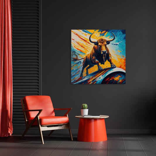 Acrylglasbild - Colorful Bull