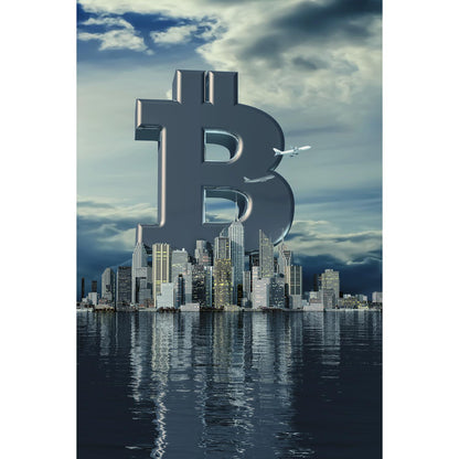 Acrylglasbild - Bitcoin Skyline
