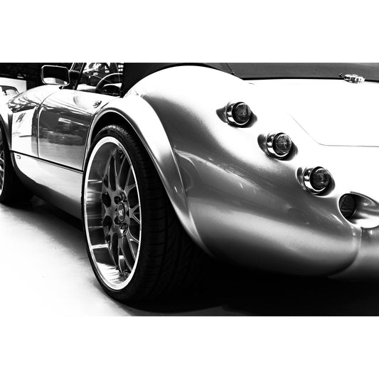 Aluminiumbild - Auto Heck Schwarz Weiss