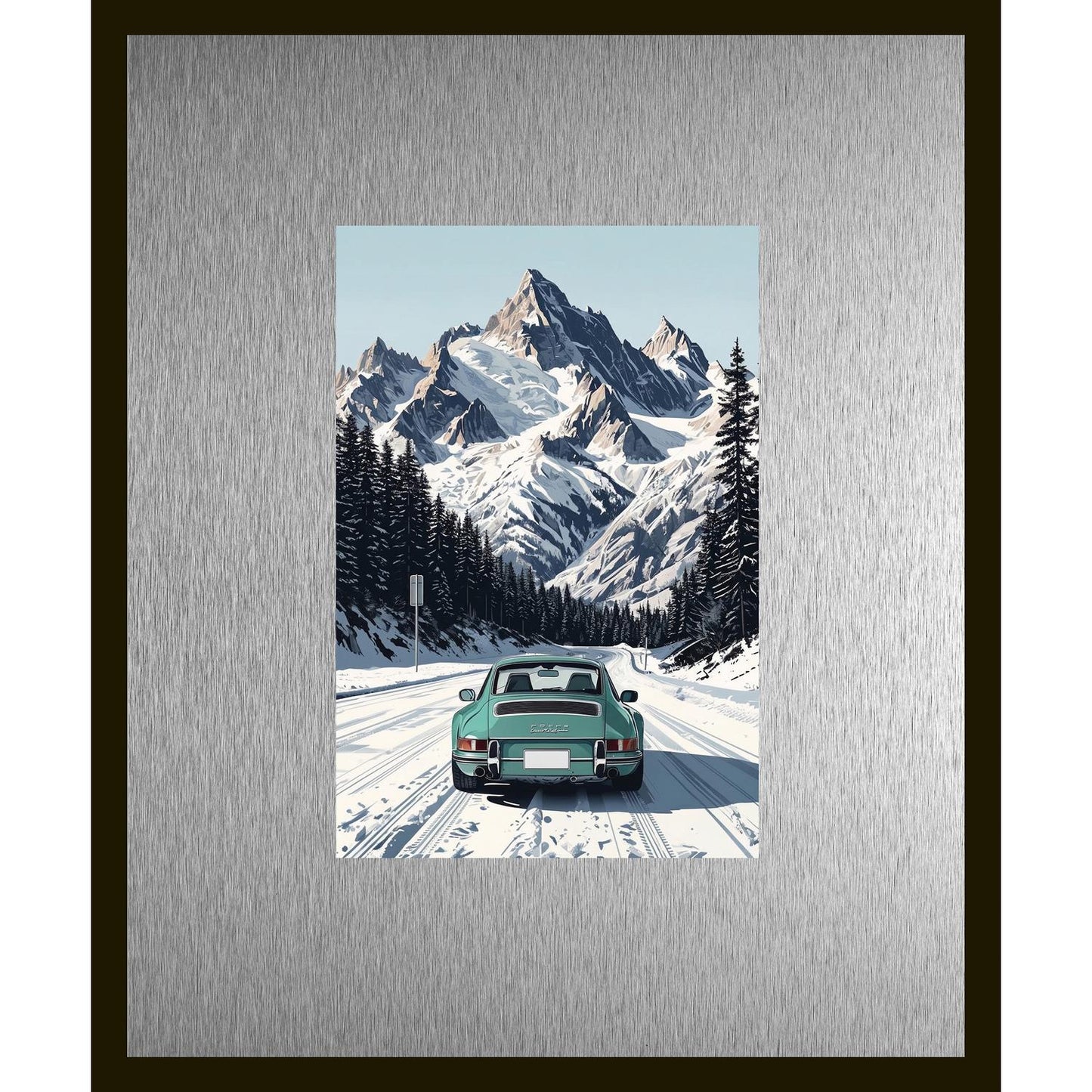 Rahmenbild mit Alupassepartout - Porsche Mountains