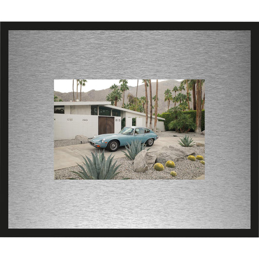 Rahmenbild mit Alupassepartout - Retro Porsche under palm trees