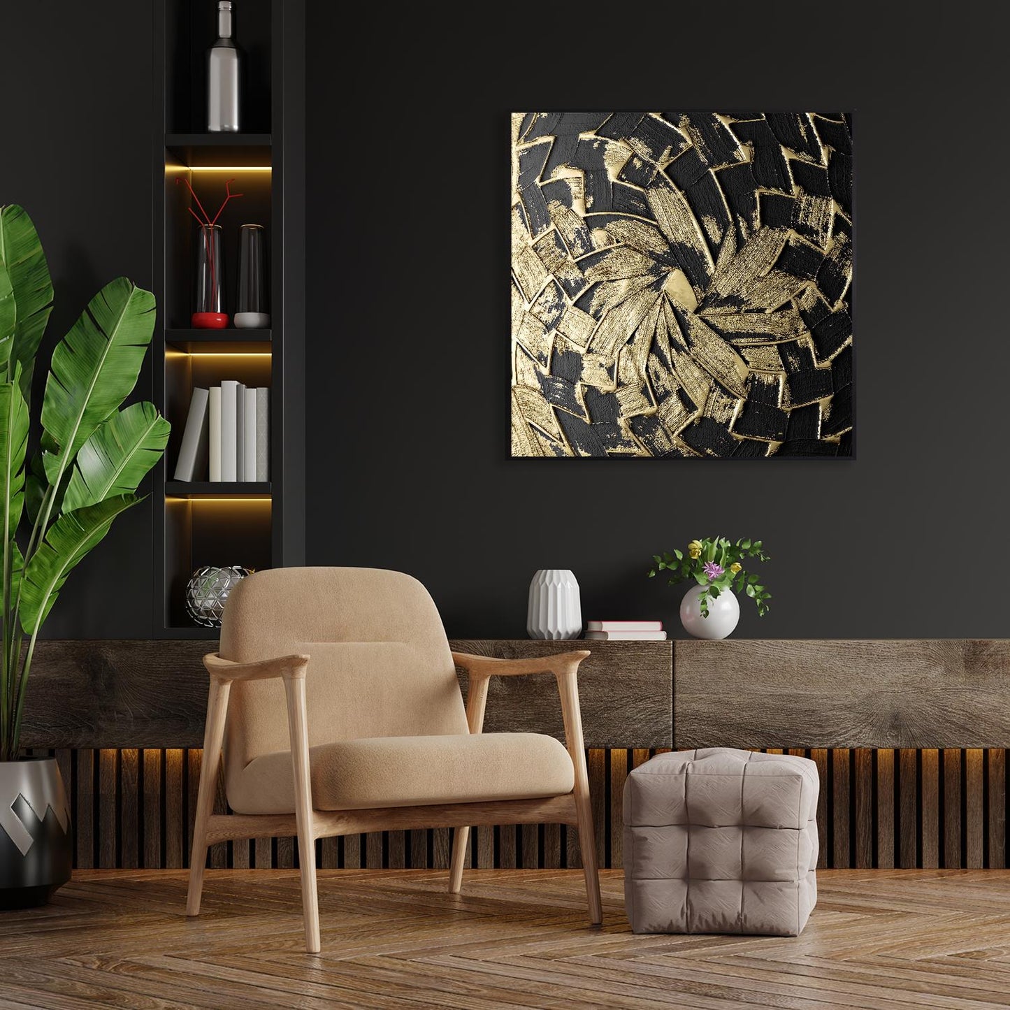 Leinwandbild mit Schattenfugenrahmen - Black and Gold