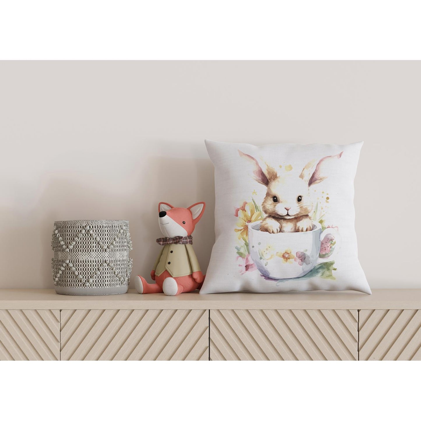 Kissenbezug - Hase in Tasse