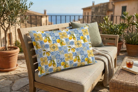 Outdoor Kissenbezug - Zitronen Kacheln