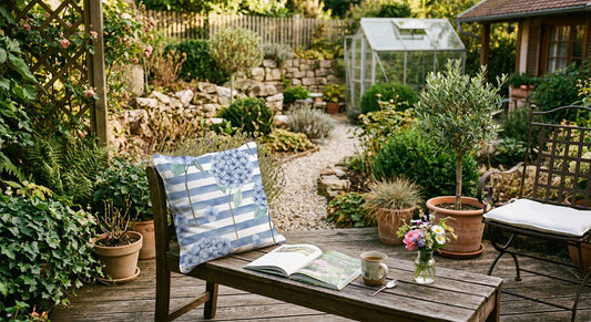 Kissenbezug - Flower Stripes Blue