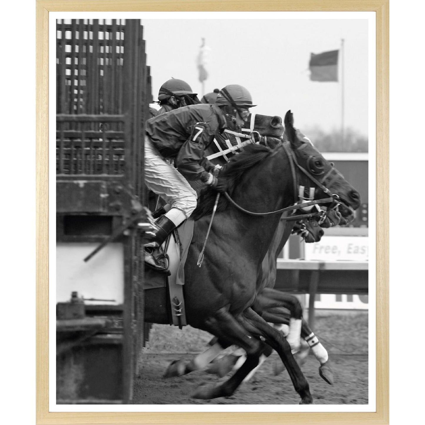 Rahmenbild - Pferderennen Schwarz Weiß